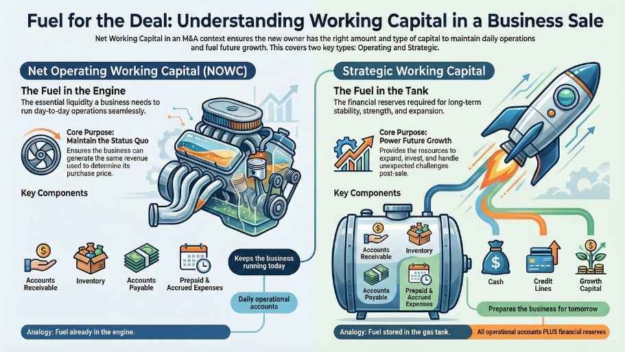 understanding working capital in a business sale. Infographics