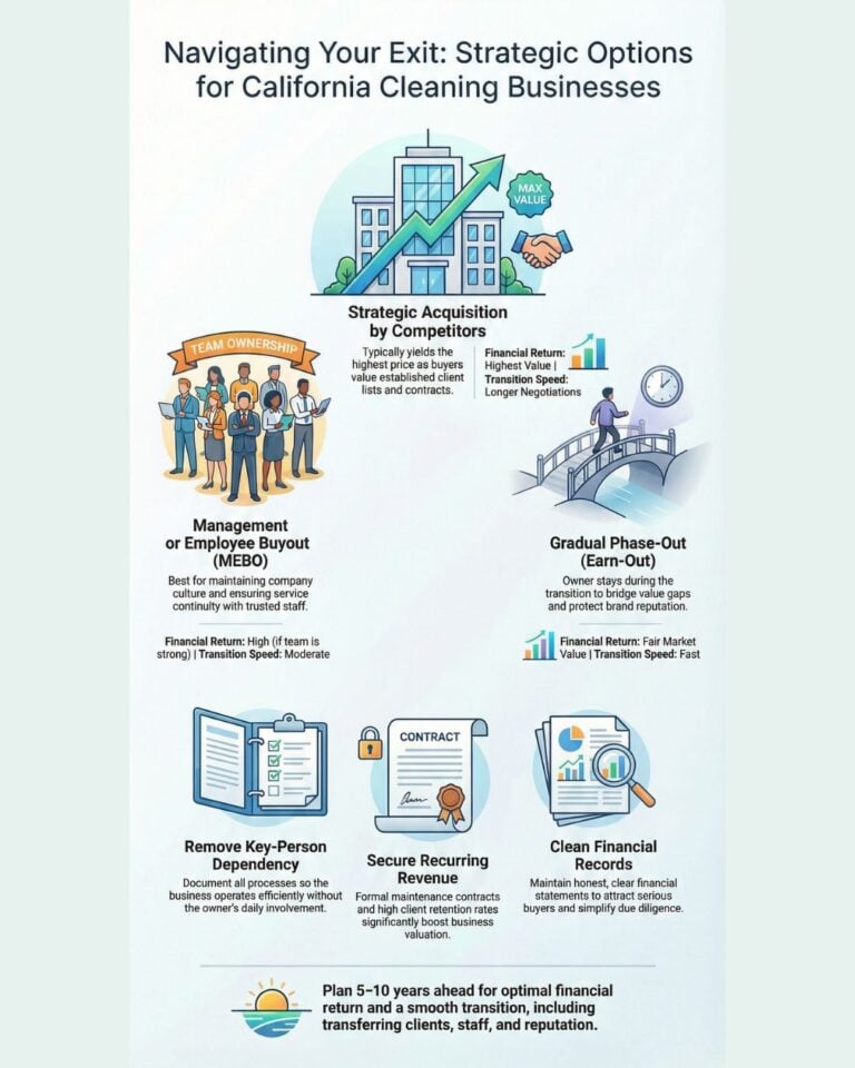 Infographics: Navigating your exit strategic options for California Cleaning Business