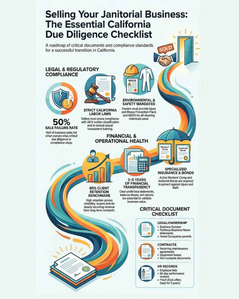 Infographics: The essential california due diligence checklist when selling a janitorial business