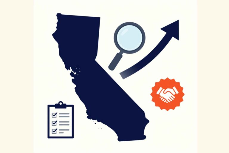Done! The image shows California's silhouette with inspection tools, a growth arrow, and a handshake seal — representing TICC M&A advisory nicely.